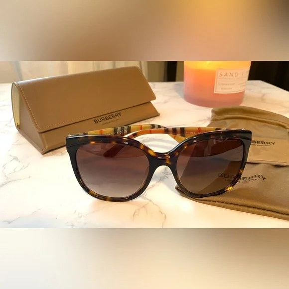 Burberry 55mm Gradient Cat Eye Sunglasses Amazon.com: BURBERRY BE4366-398213 Sunglasses Top Check  main image 4